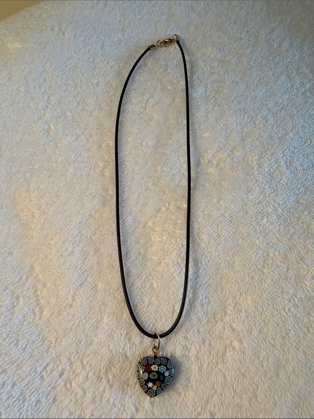 Brown Cord Necklace with Decorative Heart Pendant